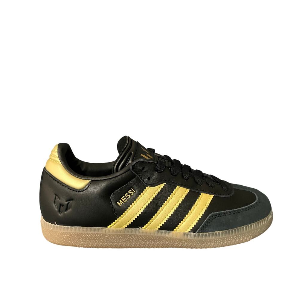 Adidas Samba x Messi J Black Gold Metallic Gum Juniors 4.5 Fits Women’s 6